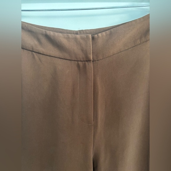 Vintage Jones New York 100% Silk Trousers Chocolate Brown Straight Leg Size 6​​​ - Picture 4 of 6